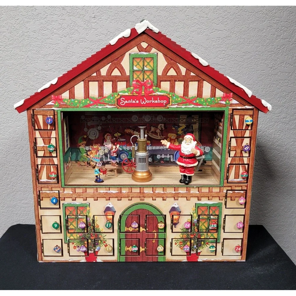 Mr Christmas Animated Santa's Workshop Advent Calendar 25 Christmas Carols Read